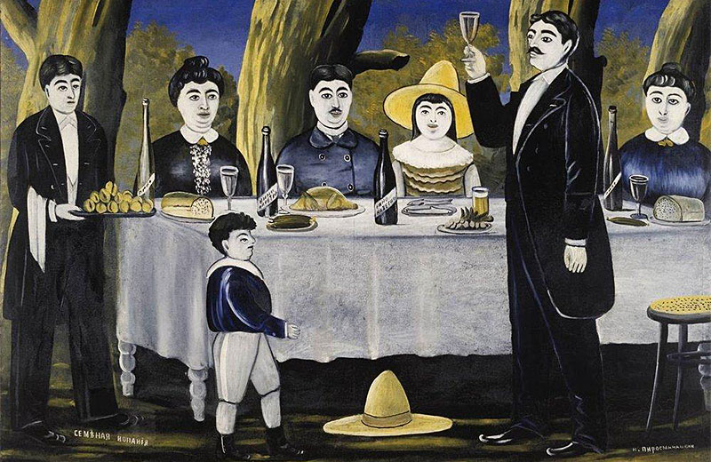 Historic painting of a traditional Georgian supra