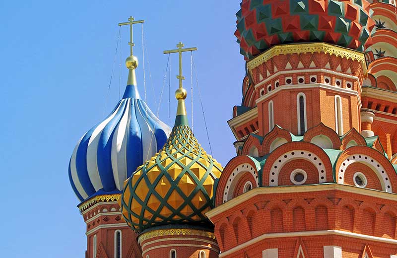 Close up shot of the Kremlin in Moscow